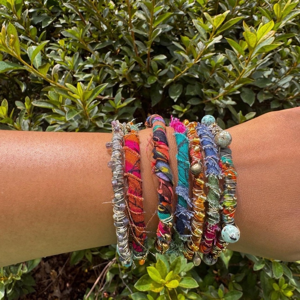 Fabric Wrapped Bangle Bracelet - image 2